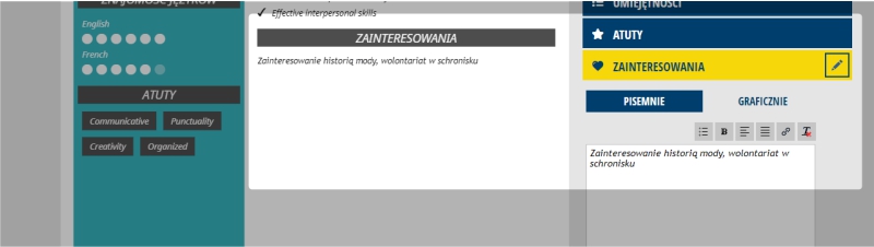 zainteresowania cv