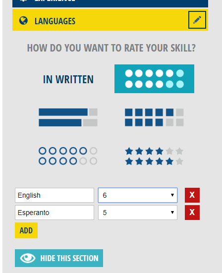 jezyki w cv po angielsku