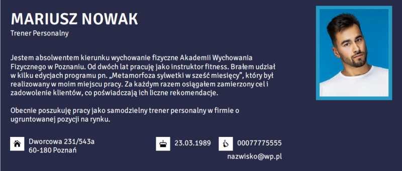 jak wyglada sekcja dane personalne w cv