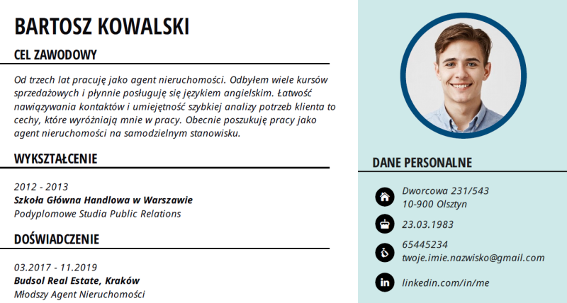 dane personalne w cv