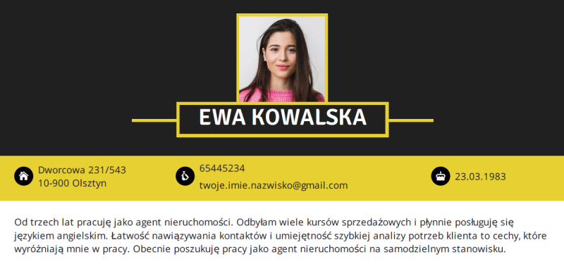 dane personalne w cv wygląd