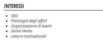 hobby nel curriculum