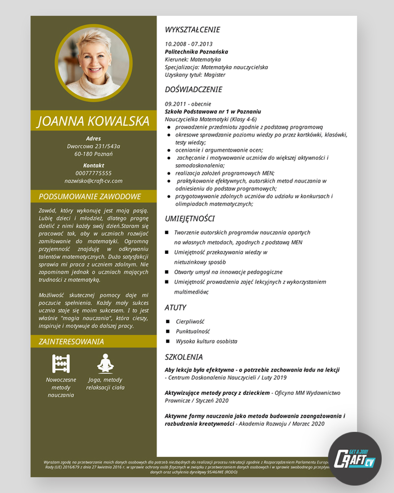 pusty szablon cv